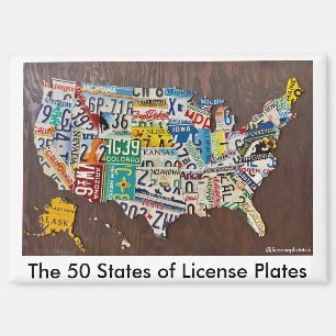 License Plate Map fridge magnet