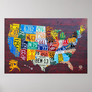 License Plate Map of the United States 2012 Ed. 1 Poster