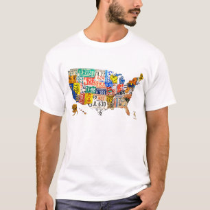 License Plate Map of the USA T-Shirt