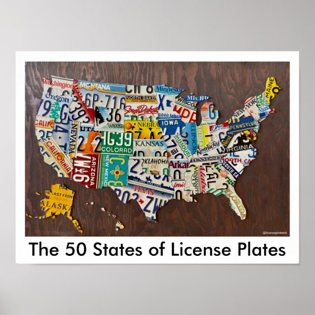 License Plate Map wall poster (Front)