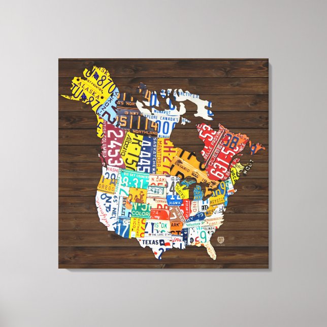 License Plate of North America - Canada and USA Canvas Print (Front)