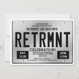 License Plate Retirement Party Invitations