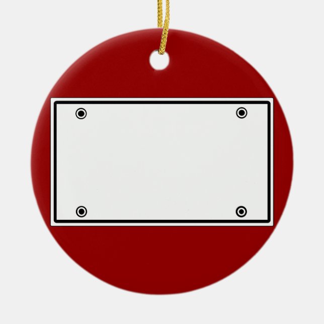 License plate template ceramic tree decoration (Front)