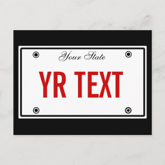 License plate template postcard