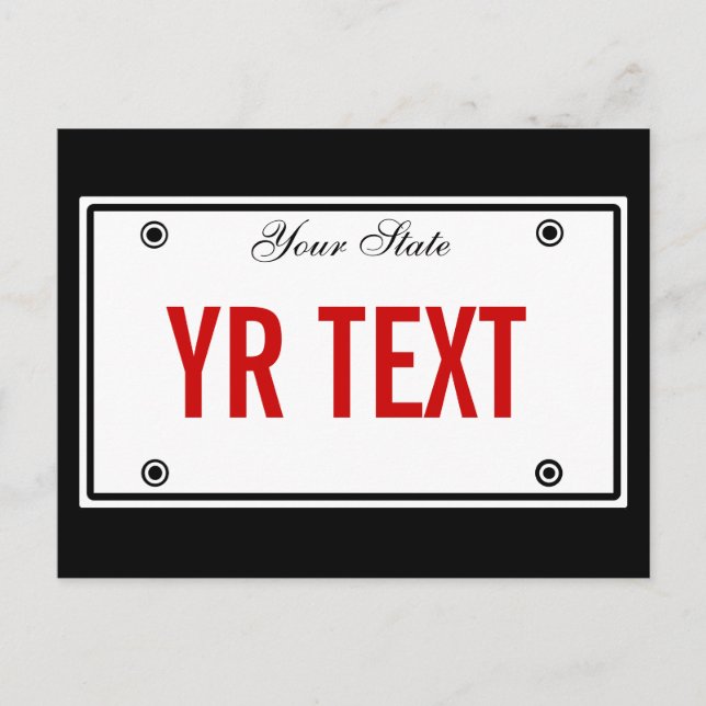 License plate template postcard (Front)