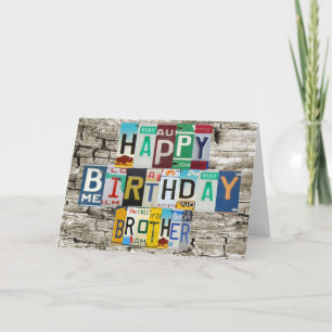 License Plates Brother Birthday Card