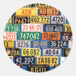 License Plates by H. Wilson Smith Classic Round Sticker