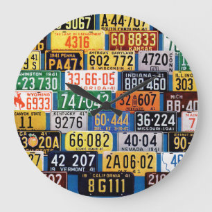 License Plates by H. Wilson Smith Large Clock