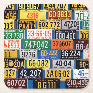 License Plates by H. Wilson Smith Square Paper Coaster