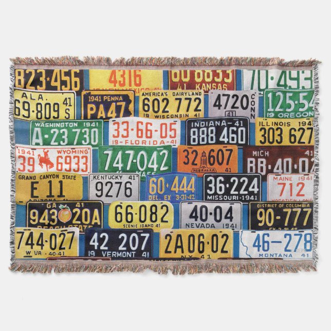 License Plates by H. Wilson Smith Throw Blanket (Front)