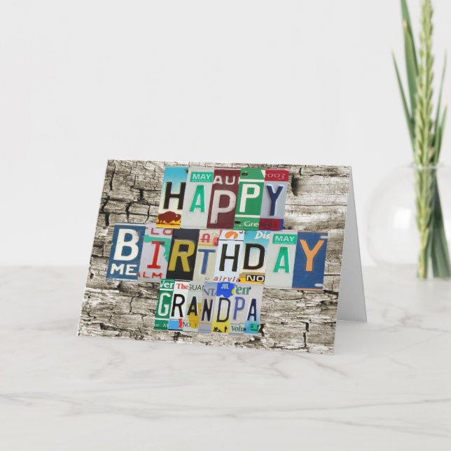 License Plates Grandpa Birthday Card (Front)