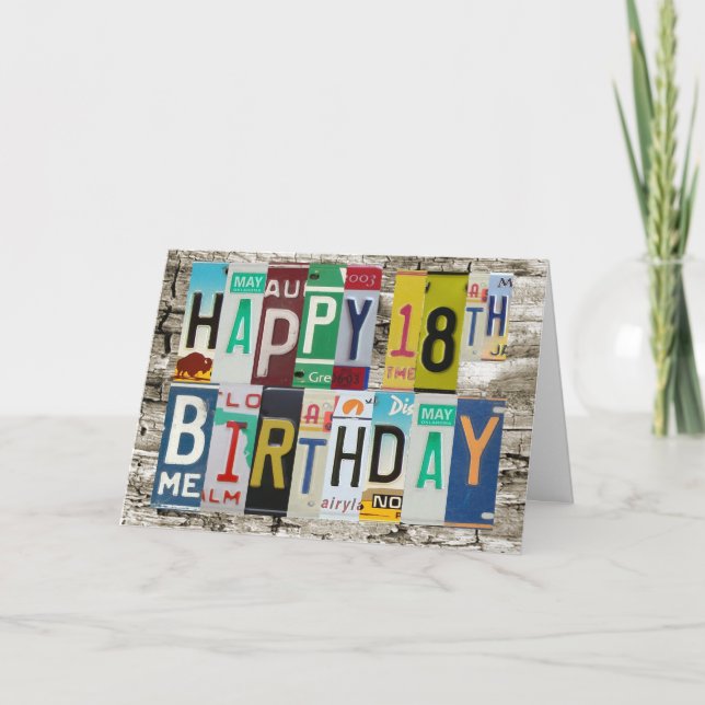 License Plates Happy 18th Birthday Card (Front)