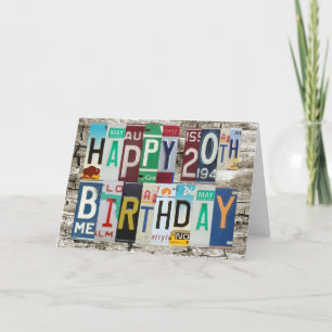 License Plates Happy 20th Birthday Card
