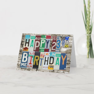 License Plates Happy 23rd Birthday Card