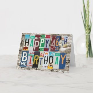License Plates Happy 46th Birthday Card