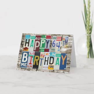 License Plates Happy 64th Birthday Card