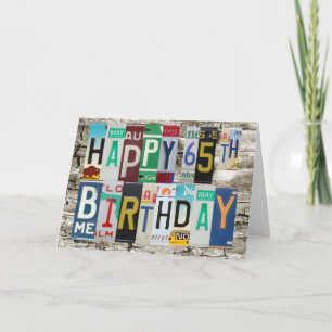 License Plates Happy 65th Birthday Card