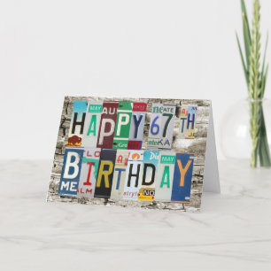 License Plates Happy 67th Birthday Card
