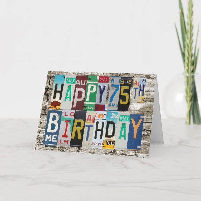 License Plates Happy 75th Birthday Card (Front)
