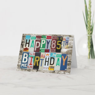 License Plates Happy 85th Birthday Card