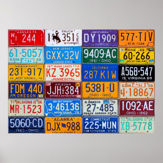 License Plates of USA - Colorful American History Poster (Front)