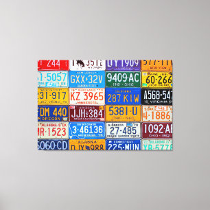 License Plates USA - Our Colourful History Canvas Print