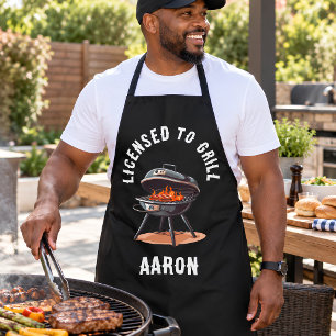 License to Grill Modern Dad Grillmaster Cooking  Apron