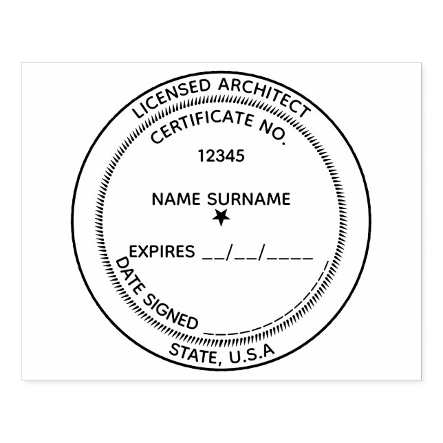 Licensed architect certificate no expiry date DIY Rubber Stamp (Imprint)