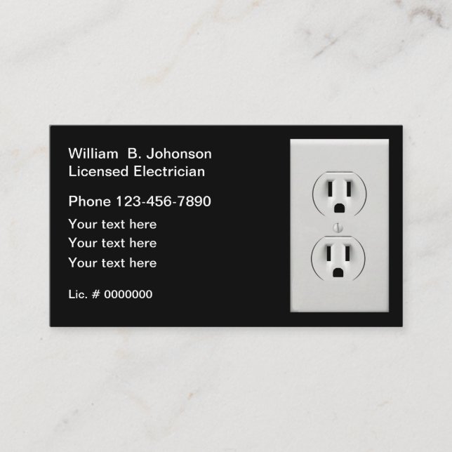 LIcensed Electrician Modern Business Card (Front)