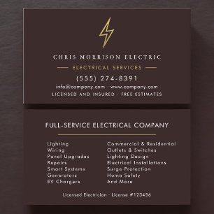 Licensed Electrician Modern Electric Company Business Card
