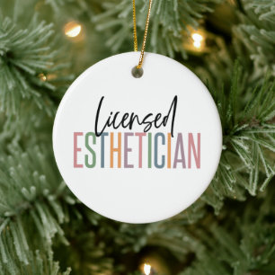 Licensed Esthetician Cosmetologist Beautician Ceramic Tree Decoration