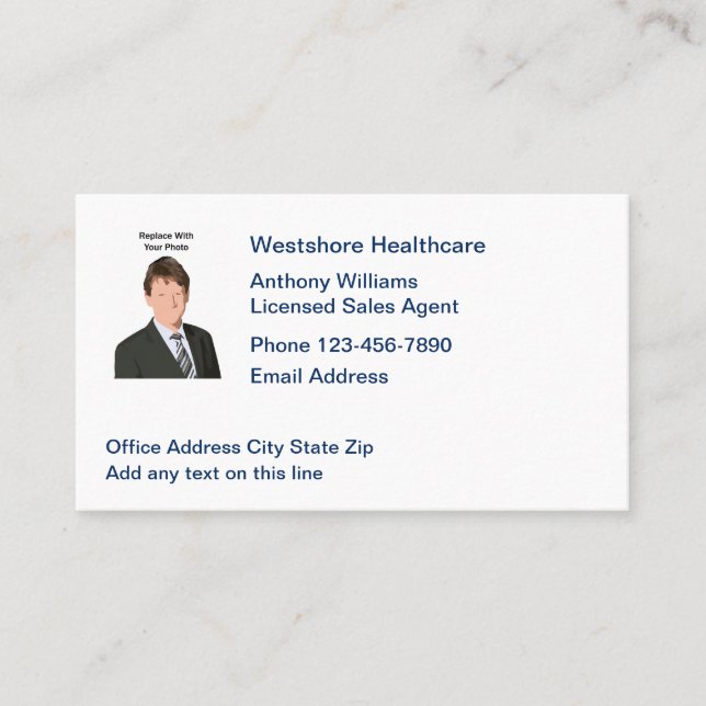 Licensed Healthcare Sales Agent Photo  Business Card (Front)