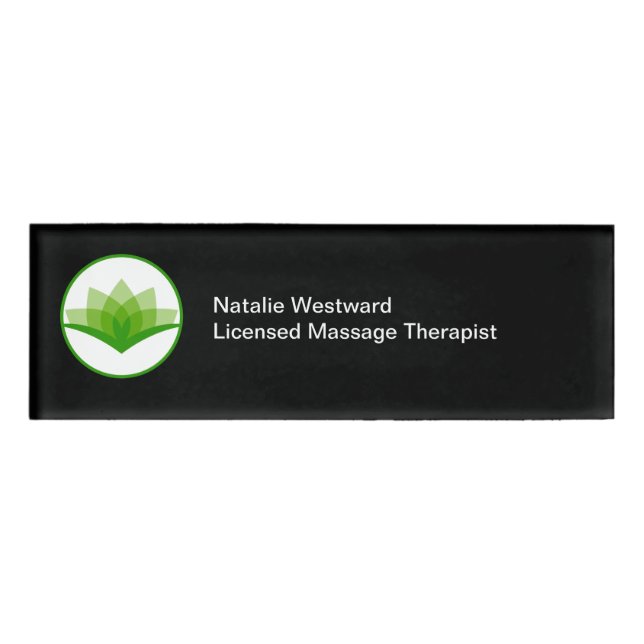 Licensed Massage Therapist Lotus Flower Theme Name Tag (Front)