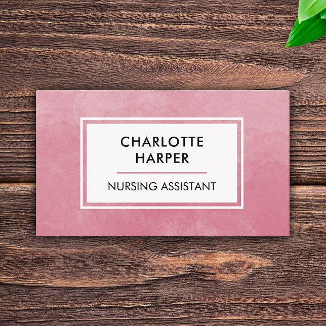 Licensed Medical Nursing Assistant Pink Watercolor Business Card (Creator Uploaded)