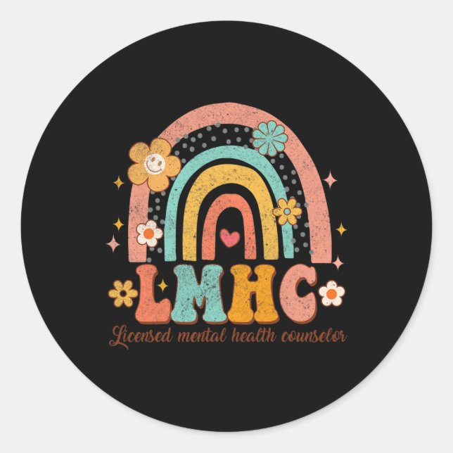 Licensed Mental Health Counsellor Therapist Groovy Classic Round Sticker (Front)