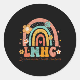 Licensed Mental Health Counsellor Therapist Groovy Classic Round Sticker