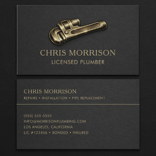 Licensed Plumber Wrench Professional Business Card