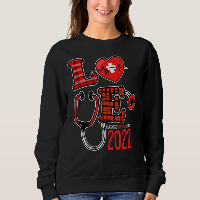 Licensed Practical Nurse Graduation Cute Messy Bun Sweatshirt (Front)