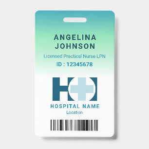 Licensed Practical Nurse LNP Blue Green Name ID Badge