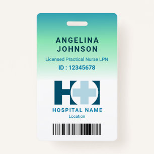 Licensed Practical Nurse LNP Blue Green Name ID ID Badge