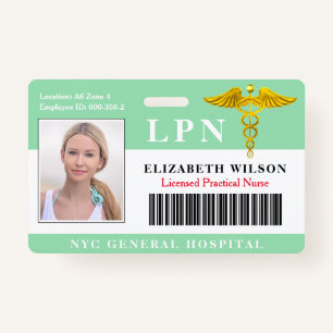 Licensed Practical Nurse Medical Photo ID ID Badge