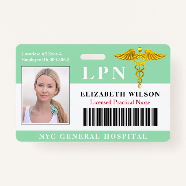 Licensed Practical Nurse | Medical Photo ID ID Badge (Front)