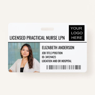 Licensed Practical Nurse Photo ID Hospital Logo ID Badge