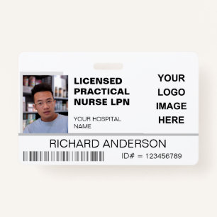 Licensed Practical Nurse Photo ID Hospital Logo ID Badge