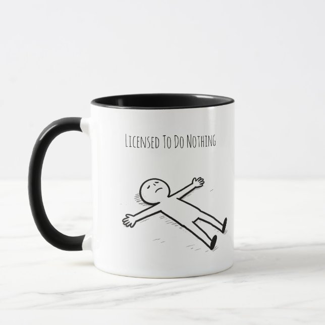 Licensed To Do Nothing Funny Stick Figure Lazy Mug (Left)
