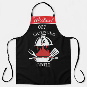 Licensed To Grill 007 Parody BBQ Apron For Men