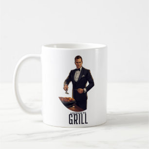 Licensed to Grill James Bond Parody Illustration Coffee Mug
