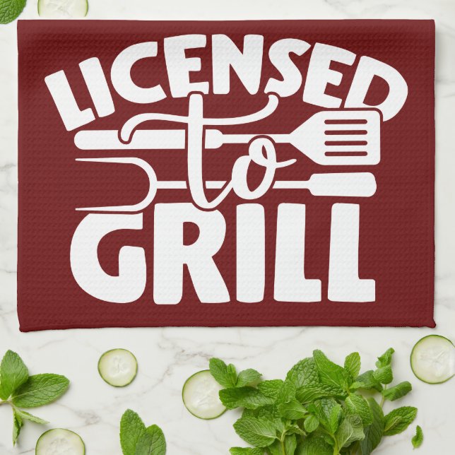 Licensed To Grill Tea Towel (Folded)