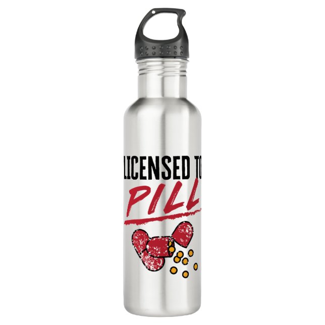 Licensed to Pill Pharmacist Graduation Grad 710 Ml Water Bottle (Front)
