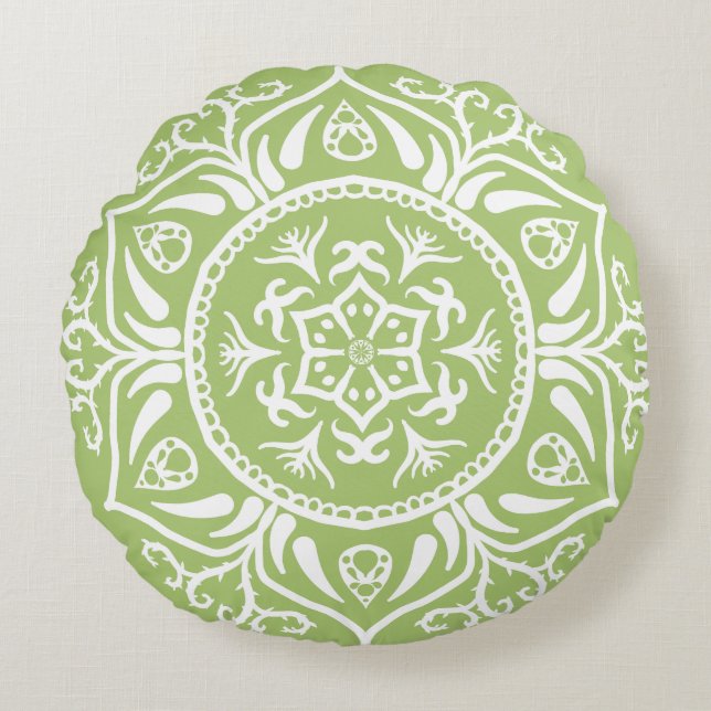 Lichen Mandala Round Cushion (Front)